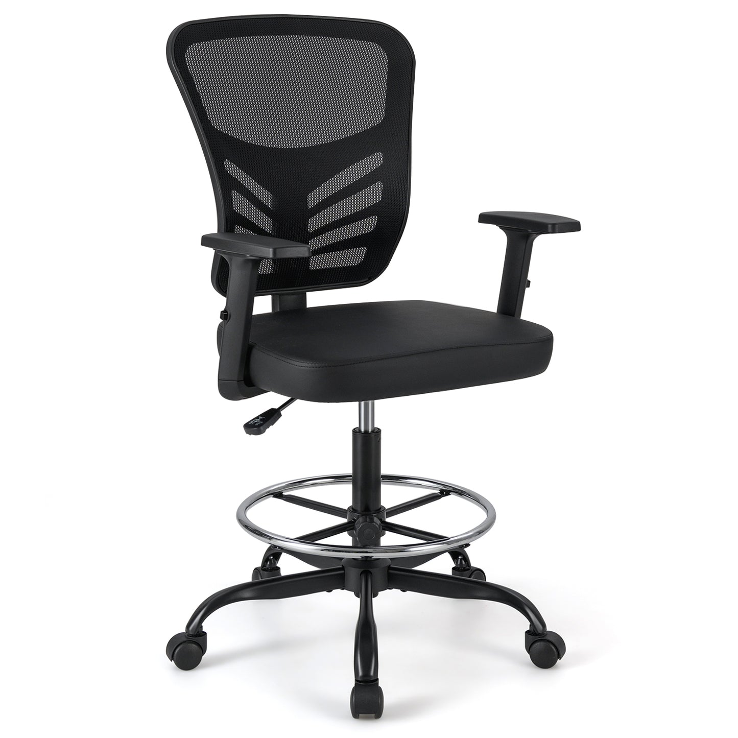 Mesh Drafting Chair with Adjustable Footrest Ring