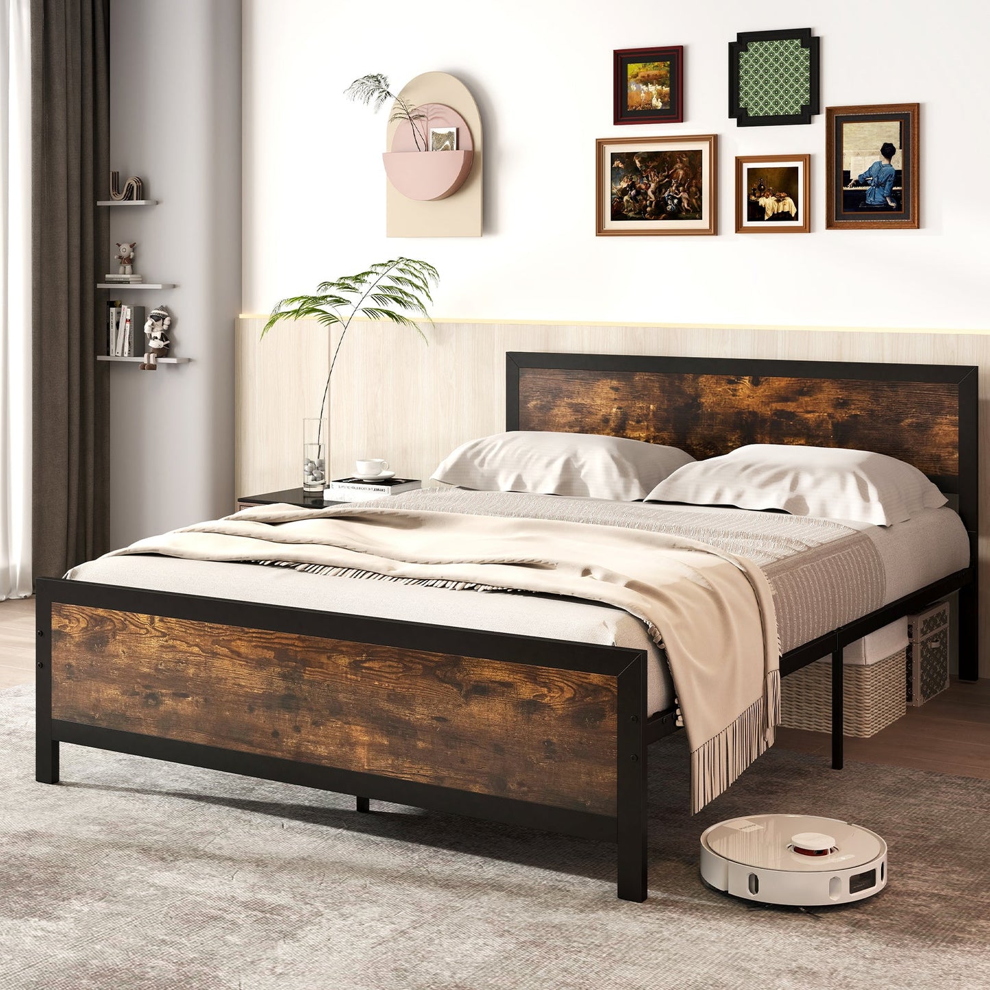 Metal Bed Frame with Headboard and Footboard