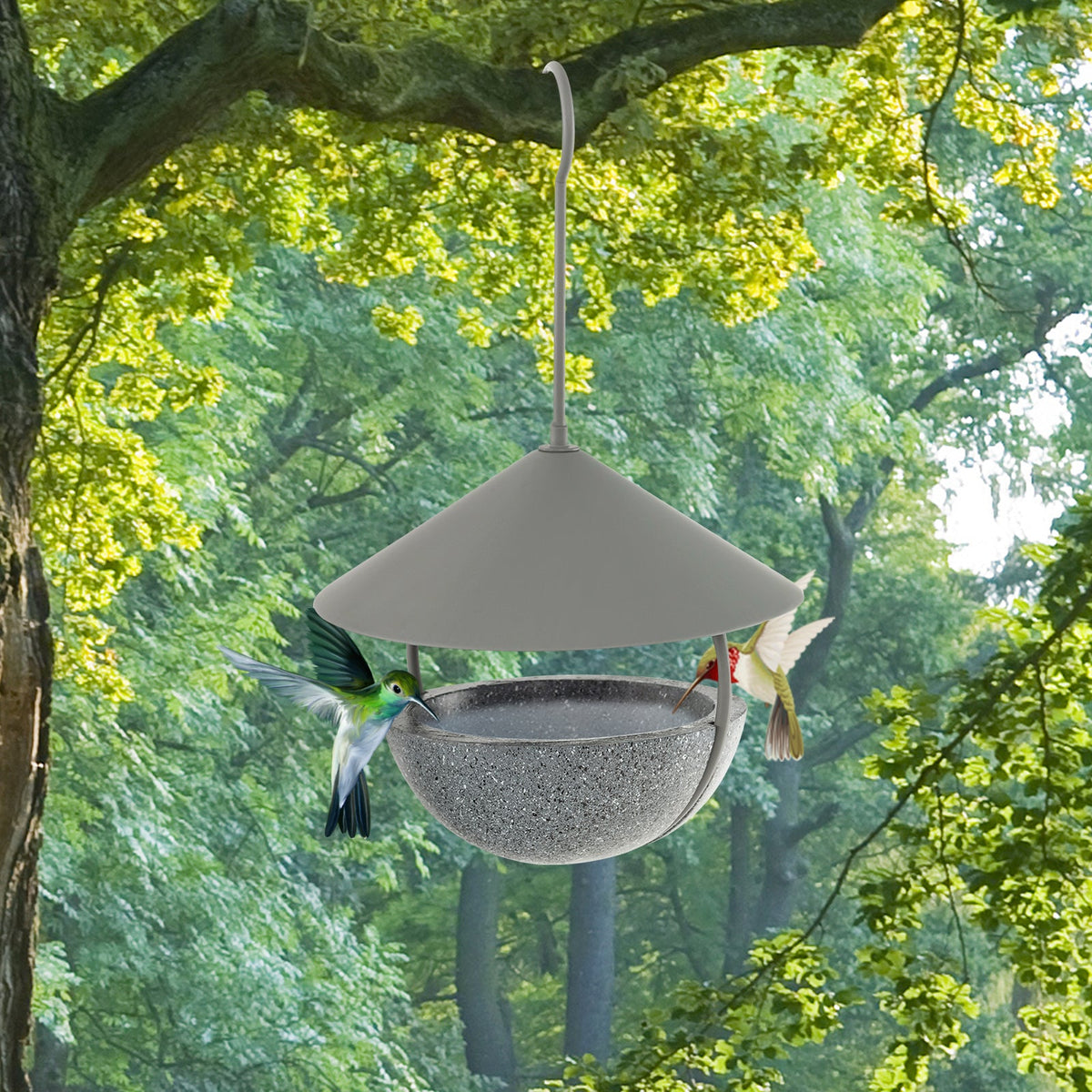 Metal Hanging Bird Feeder and Bath with Weatherproof Dome
