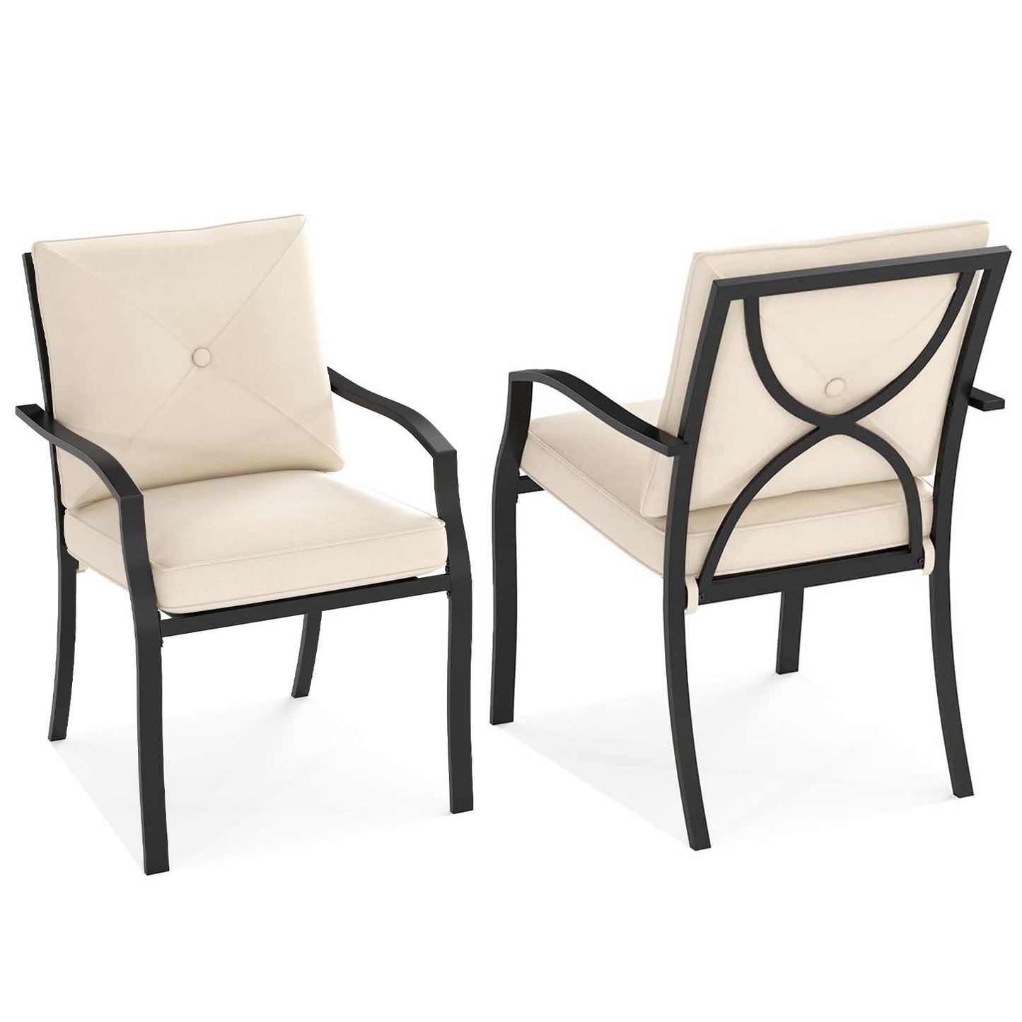 Stackable Outdoor Dining Chairs Set of 2 with Cushions
