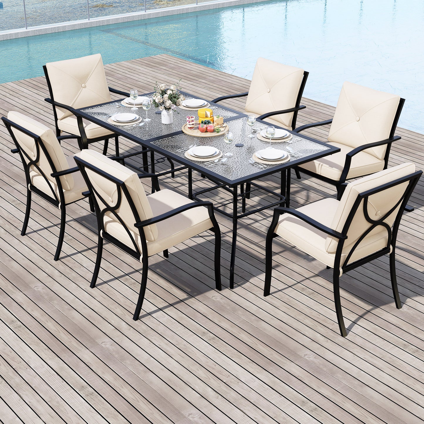 Stackable Outdoor Dining Chairs Set of 2 with Cushions