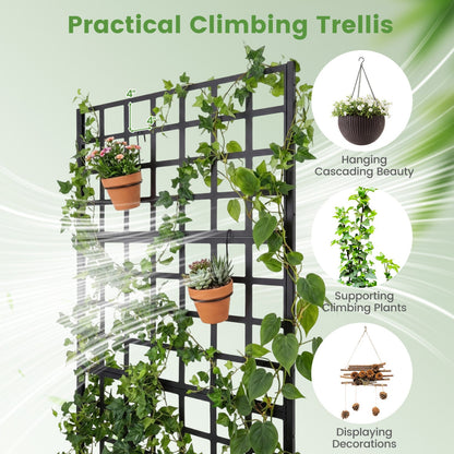 Metal Raised Garden Bed with Trellis and Drainage Holes for Climbing Plants