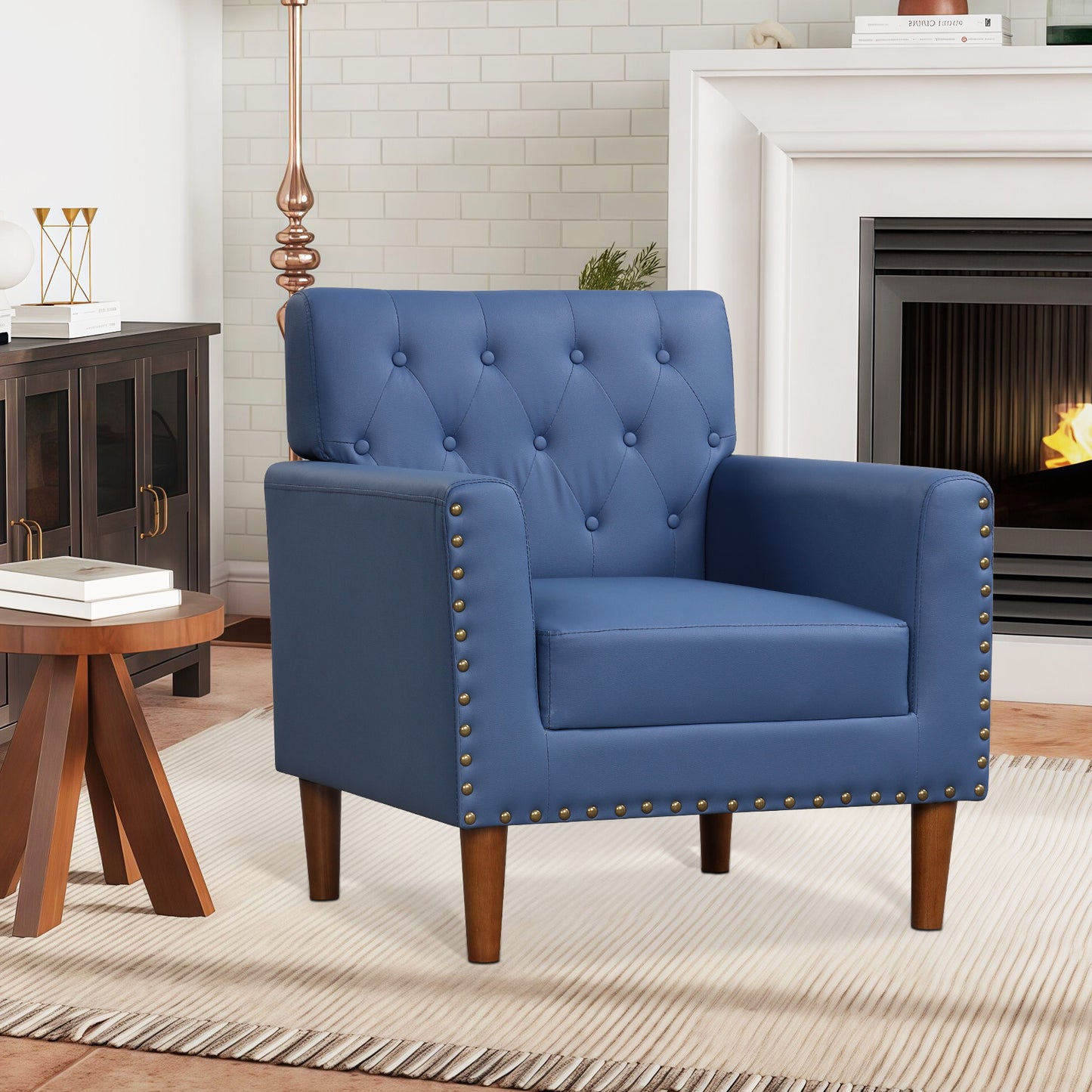 Mid Century Accent Chair with Button Tufted Back
