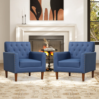 Mid Century Accent Chair with Button Tufted Back
