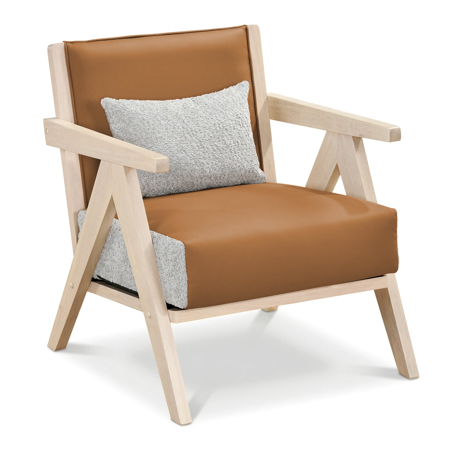 Mid-Century Modern Accent Chair with Rubber Wood Frame