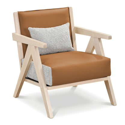 Mid-Century Modern Accent Chair with Rubber Wood Frame