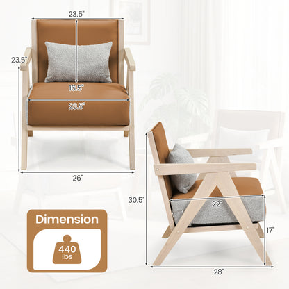 Mid-Century Modern Accent Chair with Rubber Wood Frame