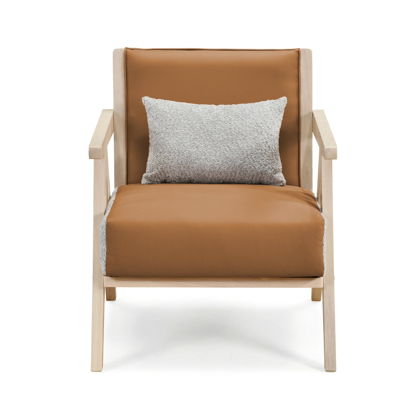 Mid-Century Modern Accent Chair with Rubber Wood Frame
