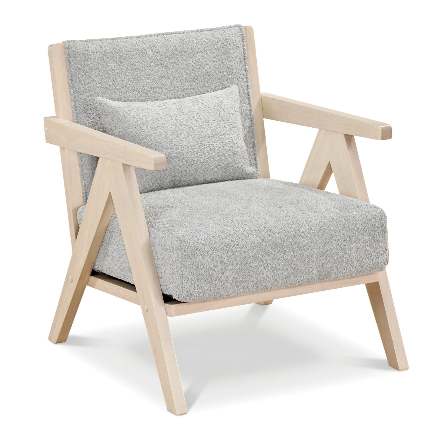 Mid-Century Modern Accent Chair with Rubber Wood Frame