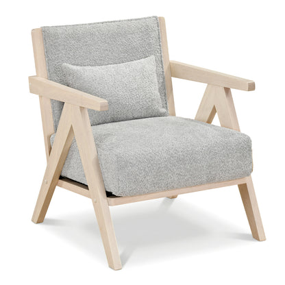 Mid-Century Modern Accent Chair with Rubber Wood Frame