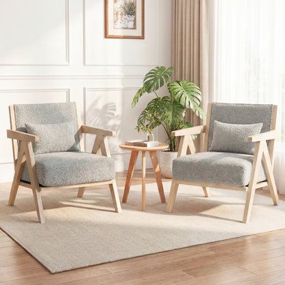 Mid-Century Modern Accent Chair with Rubber Wood Frame