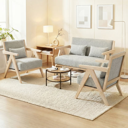 Mid-Century Modern Accent Chair with Rubber Wood Frame