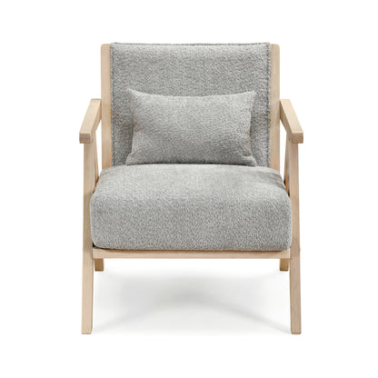 Mid-Century Modern Accent Chair with Rubber Wood Frame