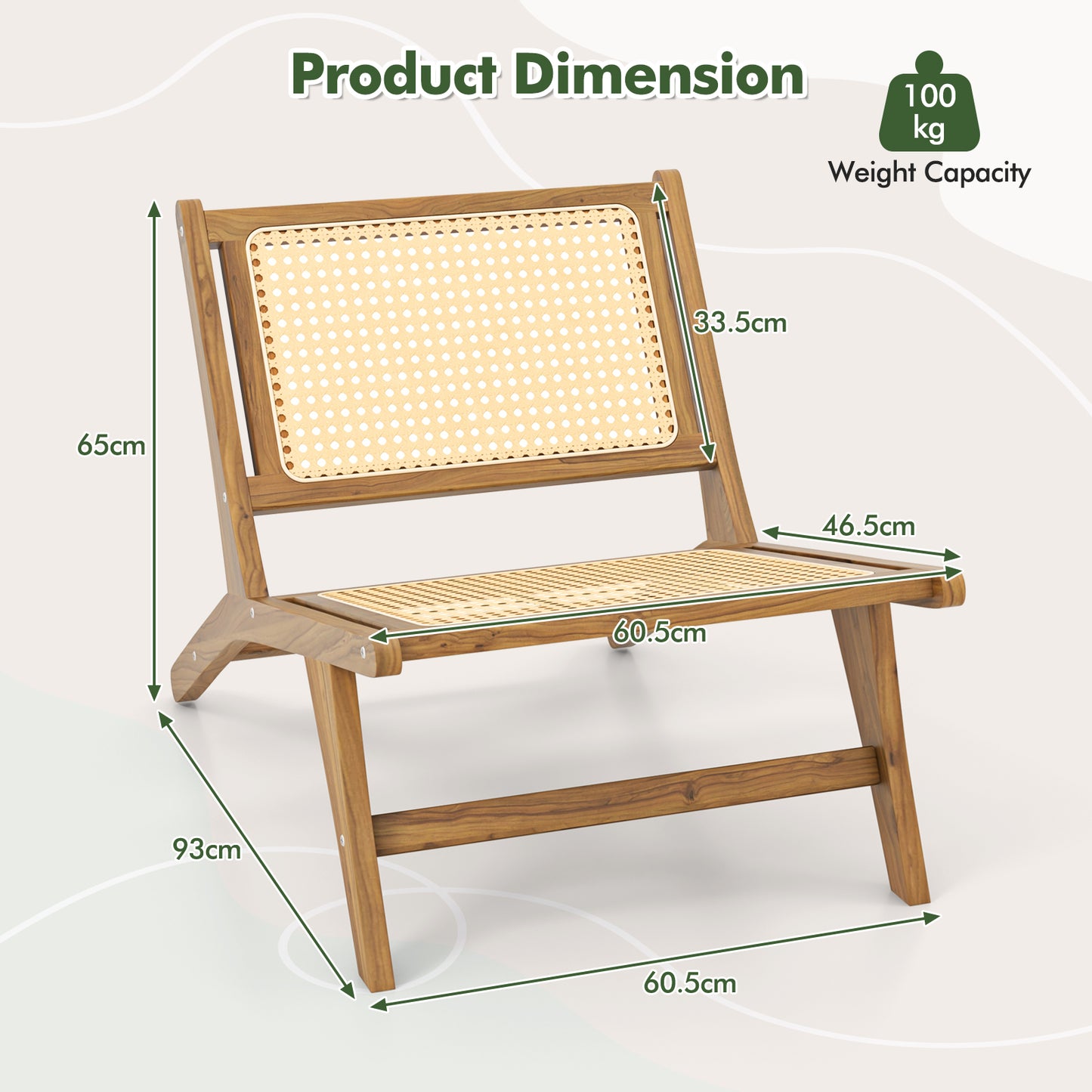 Handwoven Rattan Accent Chair with Ottoman in Teak