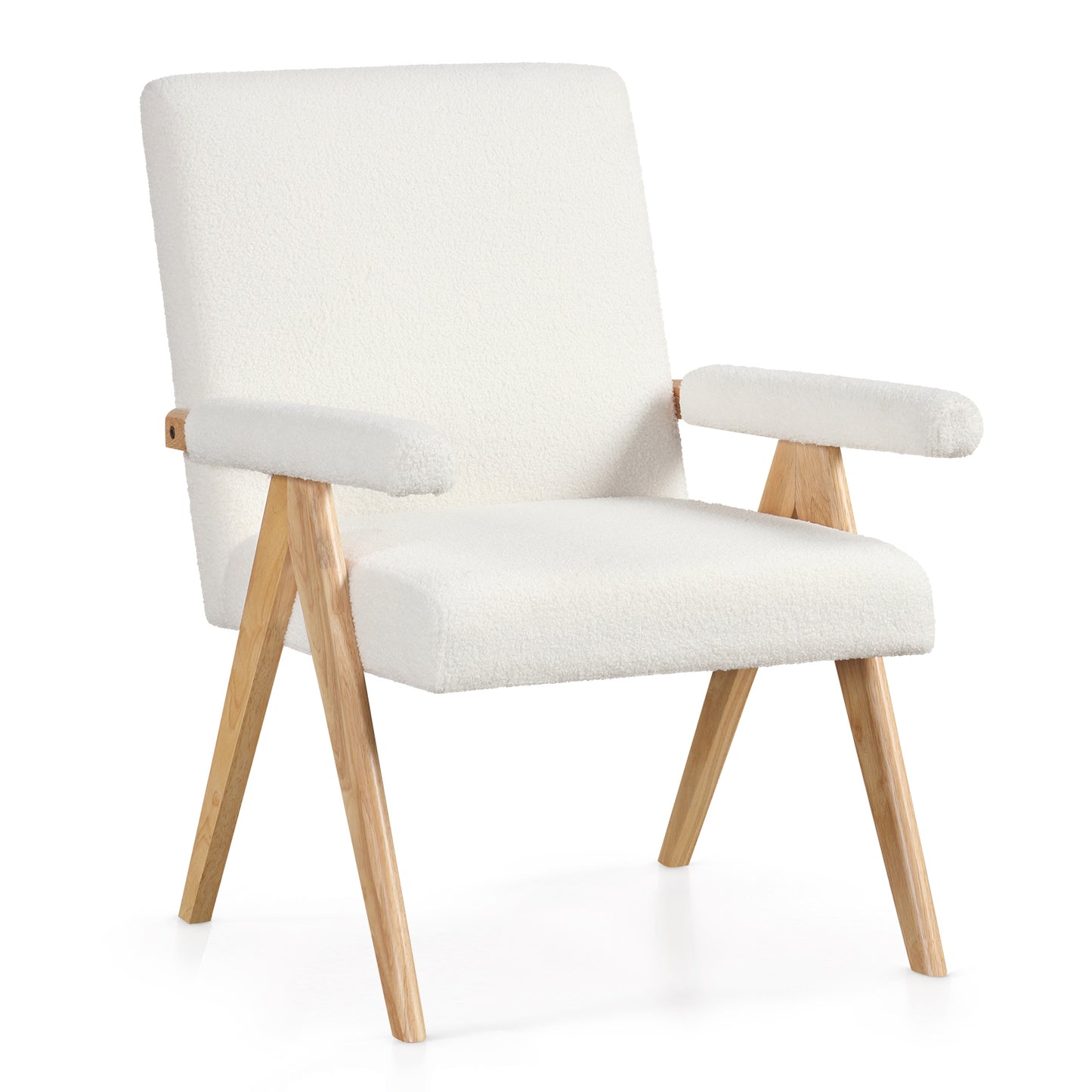 Mid Century Accent Chair with Sherpa Upholstery