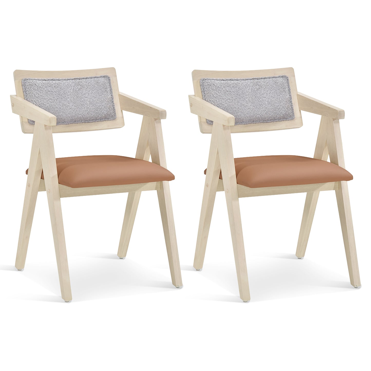 Mid-Century Accent Chairs Set of 2 with Sherpa Upholstery