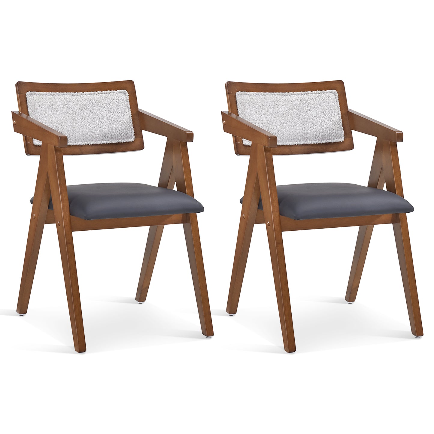 Mid-Century Accent Chairs Set of 2 with Sherpa Upholstery