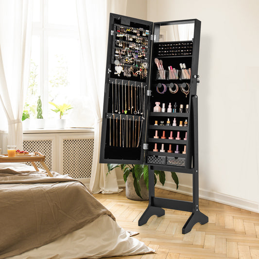 Jewelry Armoire Cabinet with Full-Length Mirror and LED Lights