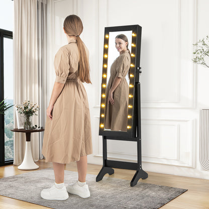 Jewelry Armoire Cabinet with Full-Length Mirror and LED Lights