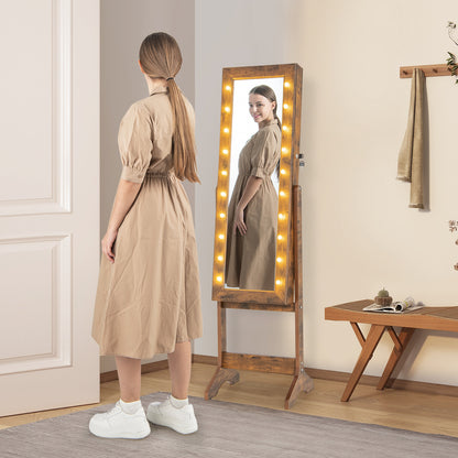 Jewelry Armoire Cabinet with Full-Length Mirror and LED Lights