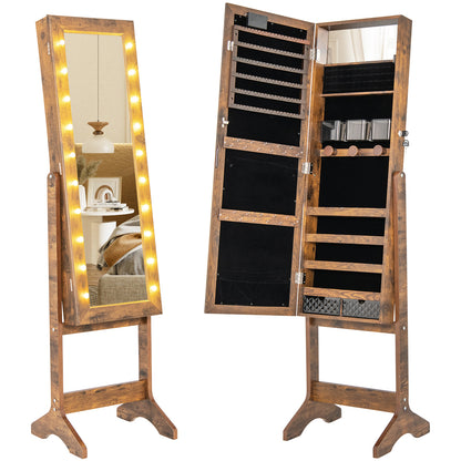 Jewelry Armoire Cabinet with Full-Length Mirror and LED Lights