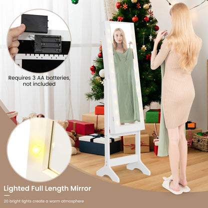 Jewelry Armoire Cabinet with Full-Length Mirror and LED Lights