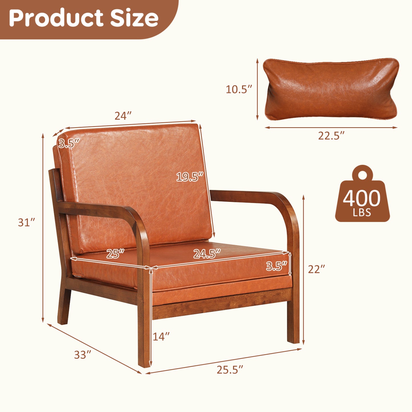 Upholstered Accent Chair with Removable Cushions