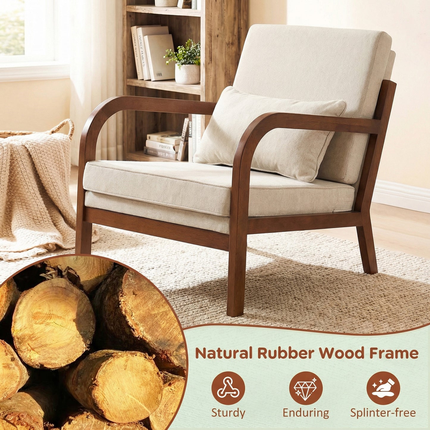Upholstered Accent Chair with Removable Cushions