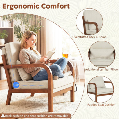 Upholstered Accent Chair with Removable Cushions