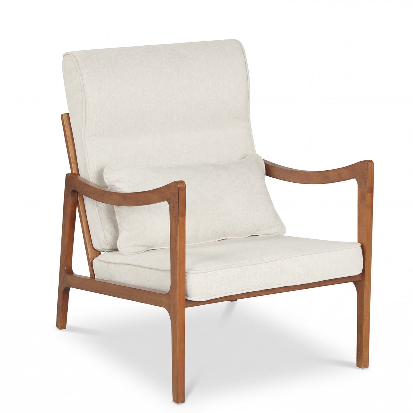 Accent Chair with Removable Cushions and Rubber Wood Frame