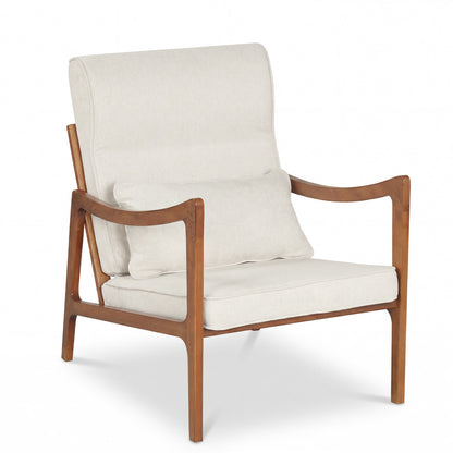 Accent Chair with Removable Cushions and Rubber Wood Frame