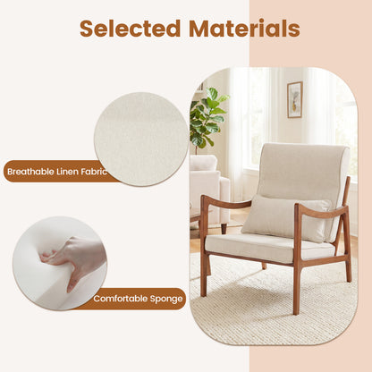 Accent Chair with Removable Cushions and Rubber Wood Frame