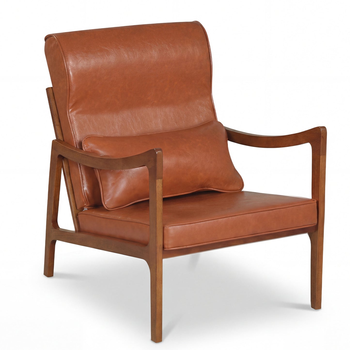 Accent Chair with Removable Cushions and Rubber Wood Frame