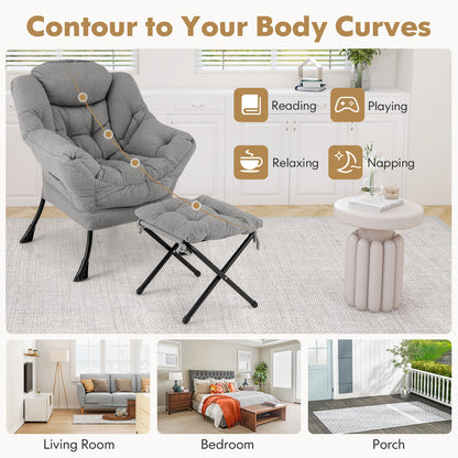 Accent Chair with Folding Footrest and Head Pillow