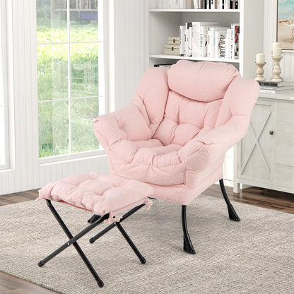 Accent Chair with Folding Footrest and Head Pillow