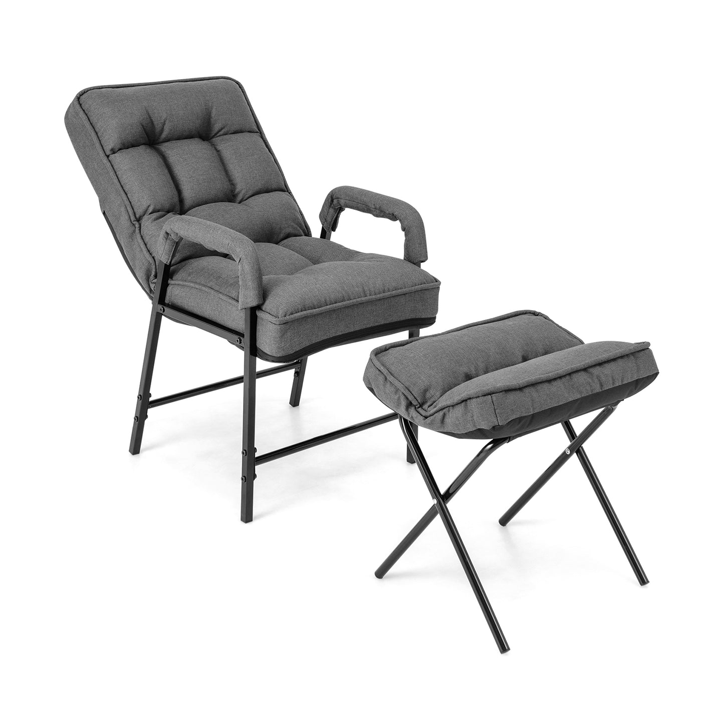 Adjustable Accent Chair with Ottoman - Linen Fabric