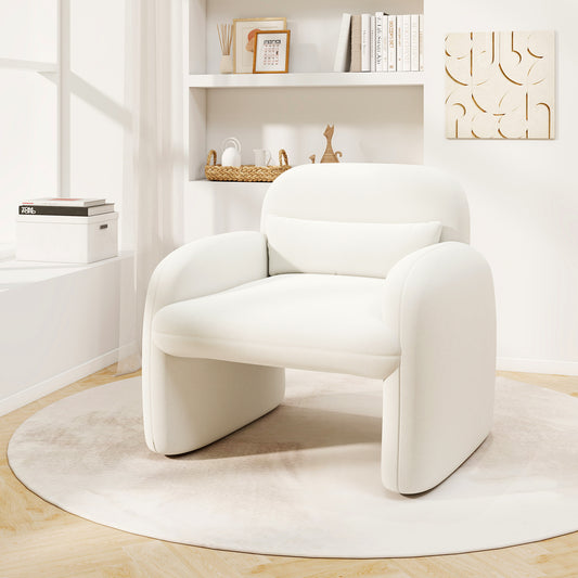 Sherpa Accent Chair with Lumbar Pillow and Armrests