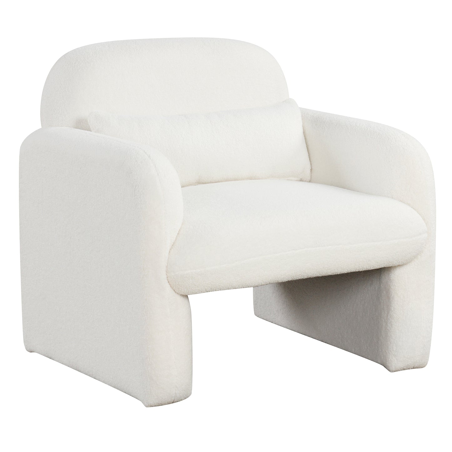 Sherpa Accent Chair with Lumbar Pillow and Armrests