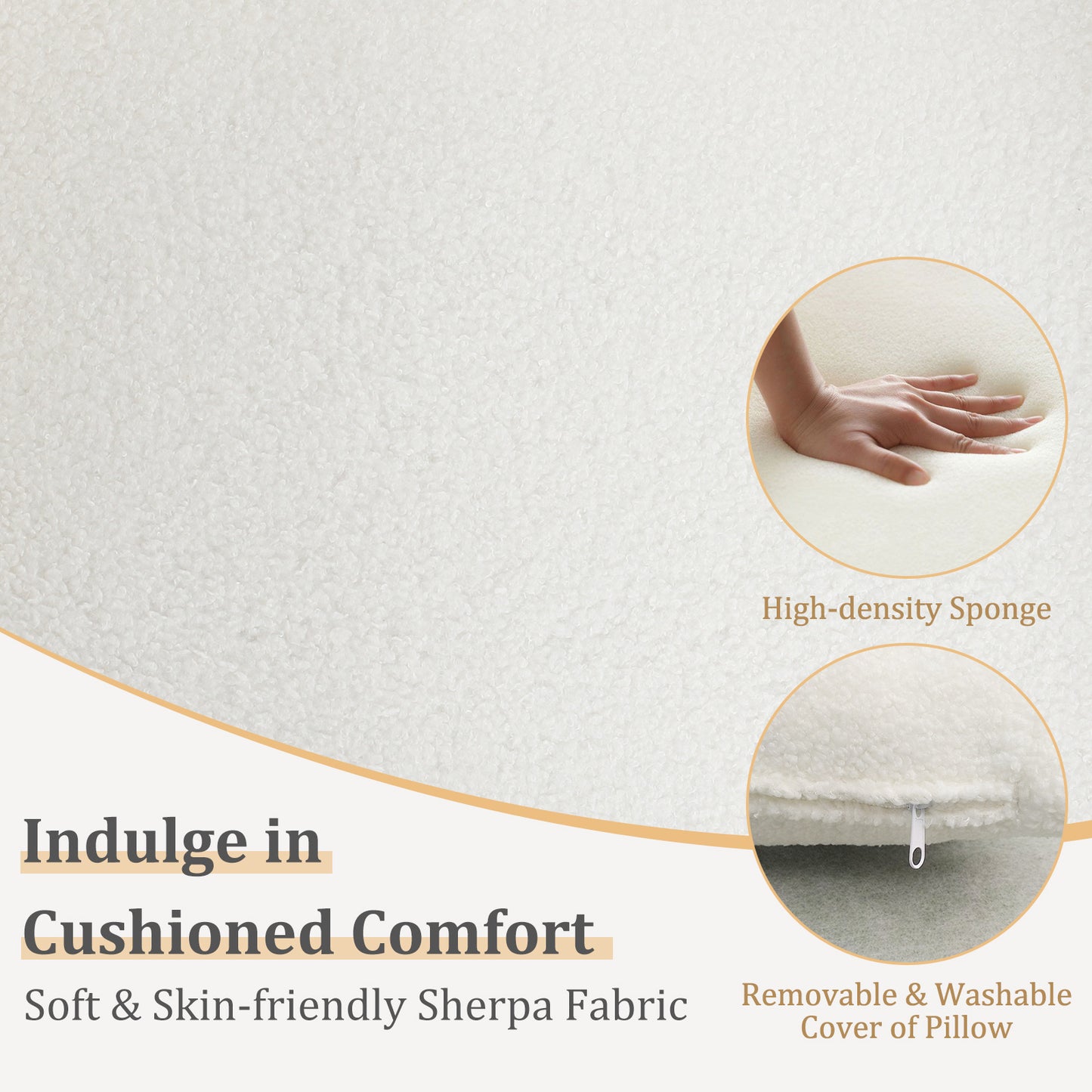Sherpa Accent Chair with Lumbar Pillow and Armrests