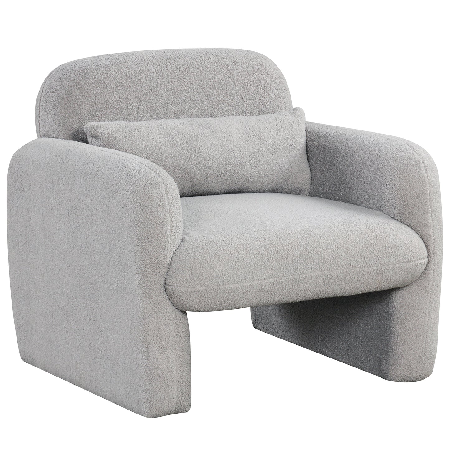 Sherpa Accent Chair with Lumbar Pillow and Armrests