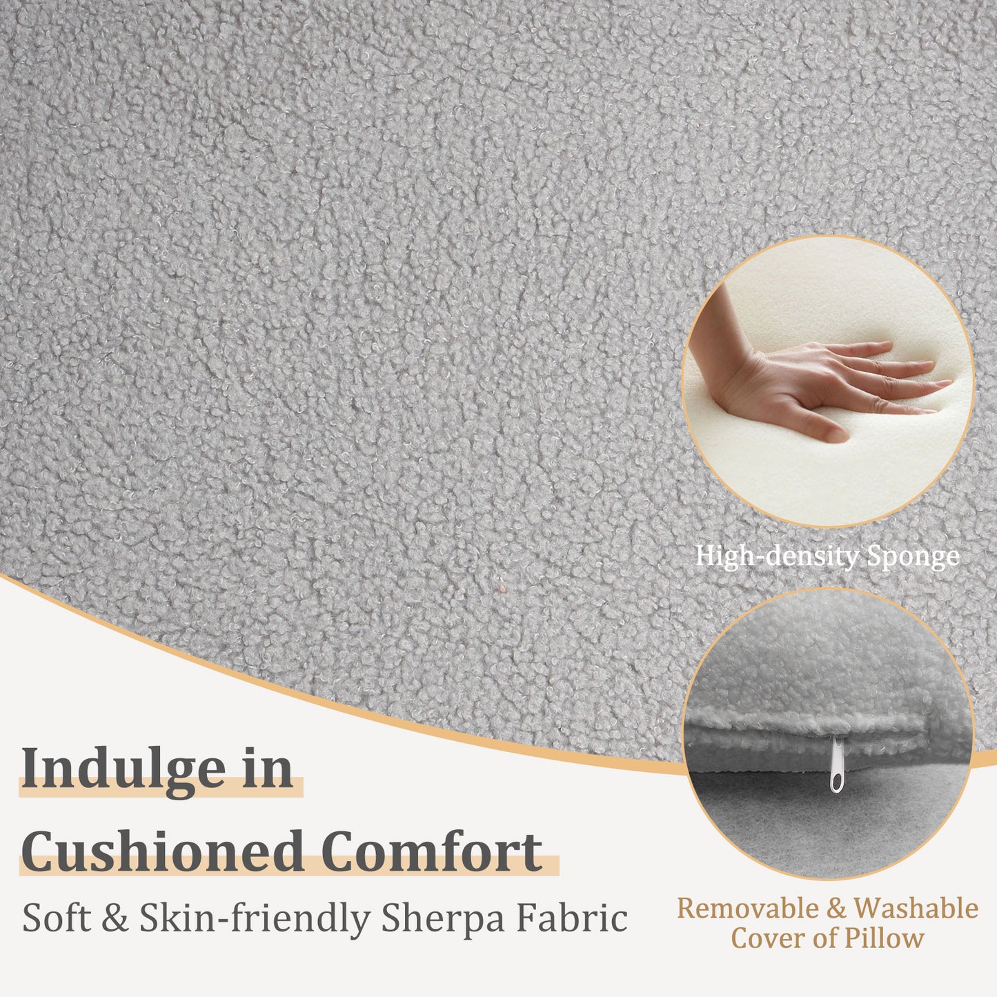 Sherpa Accent Chair with Lumbar Pillow and Armrests