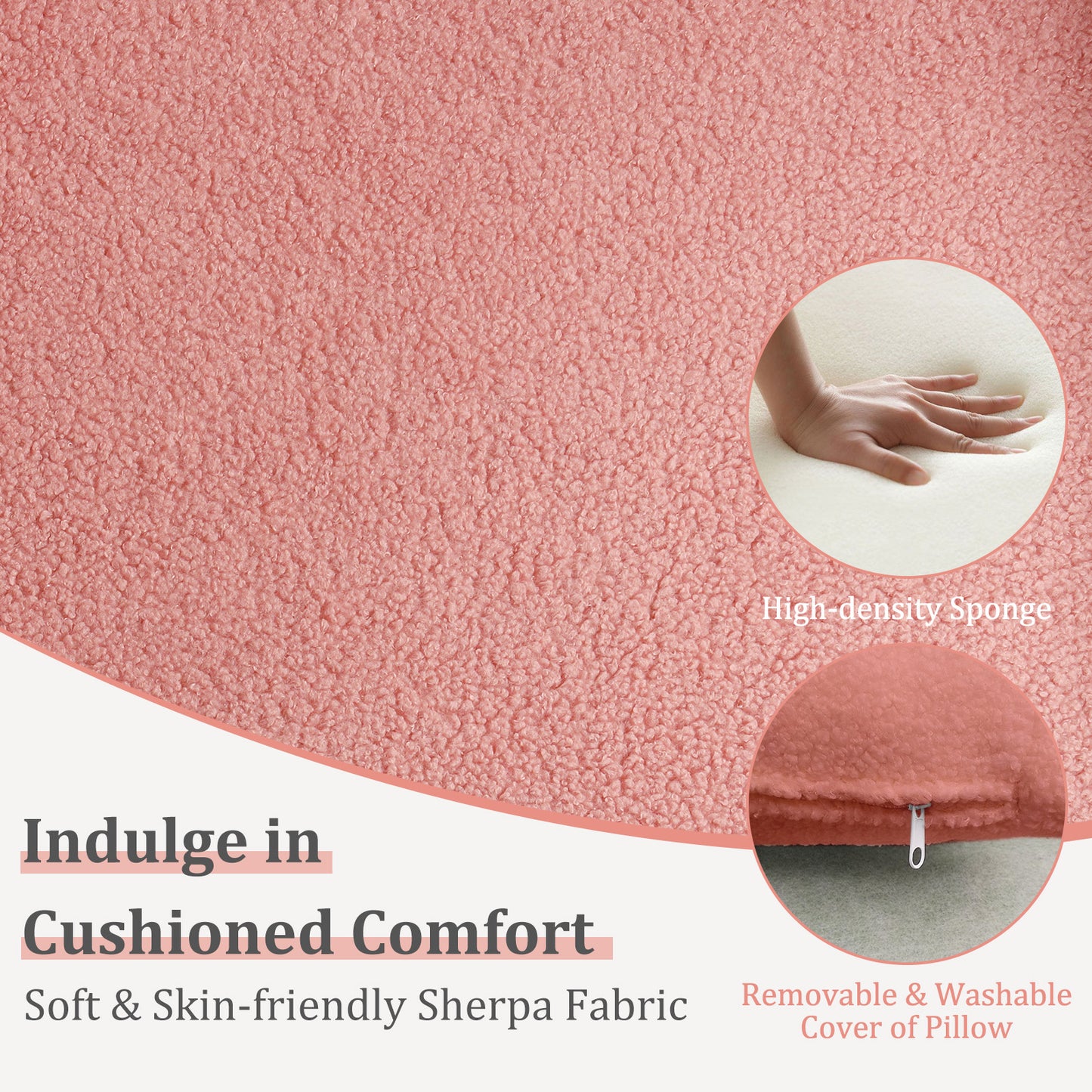 Sherpa Accent Chair with Lumbar Pillow and Armrests