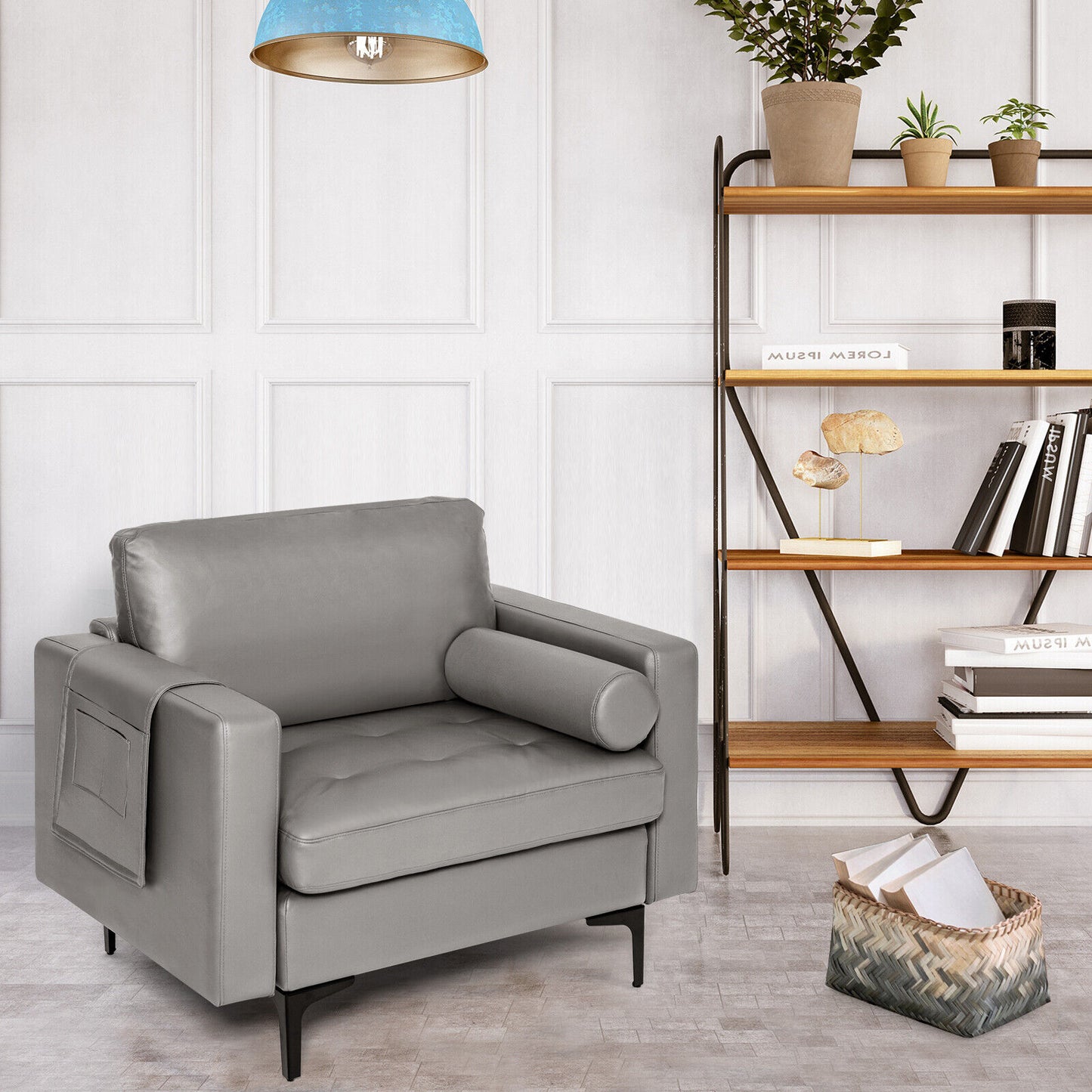 Modular Accent Chair with USB Port & Storage Caddy