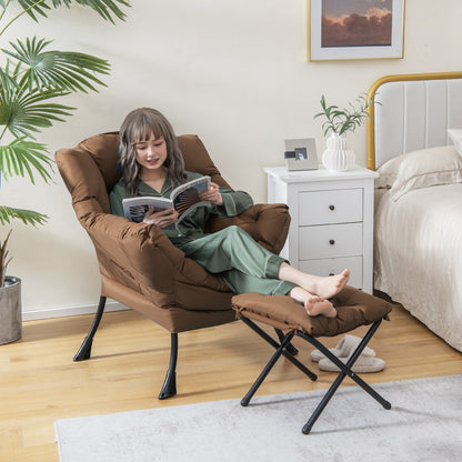 Accent Chair with Folding Footrest and Side Pocket