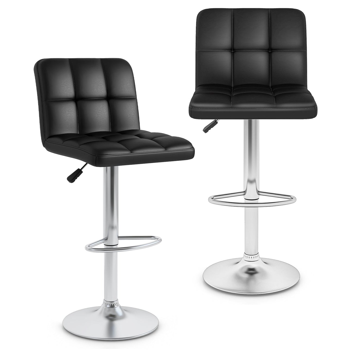 Modern Bat Stools Set of 2 with Back and Heavy-duty Metal Base and Footrest