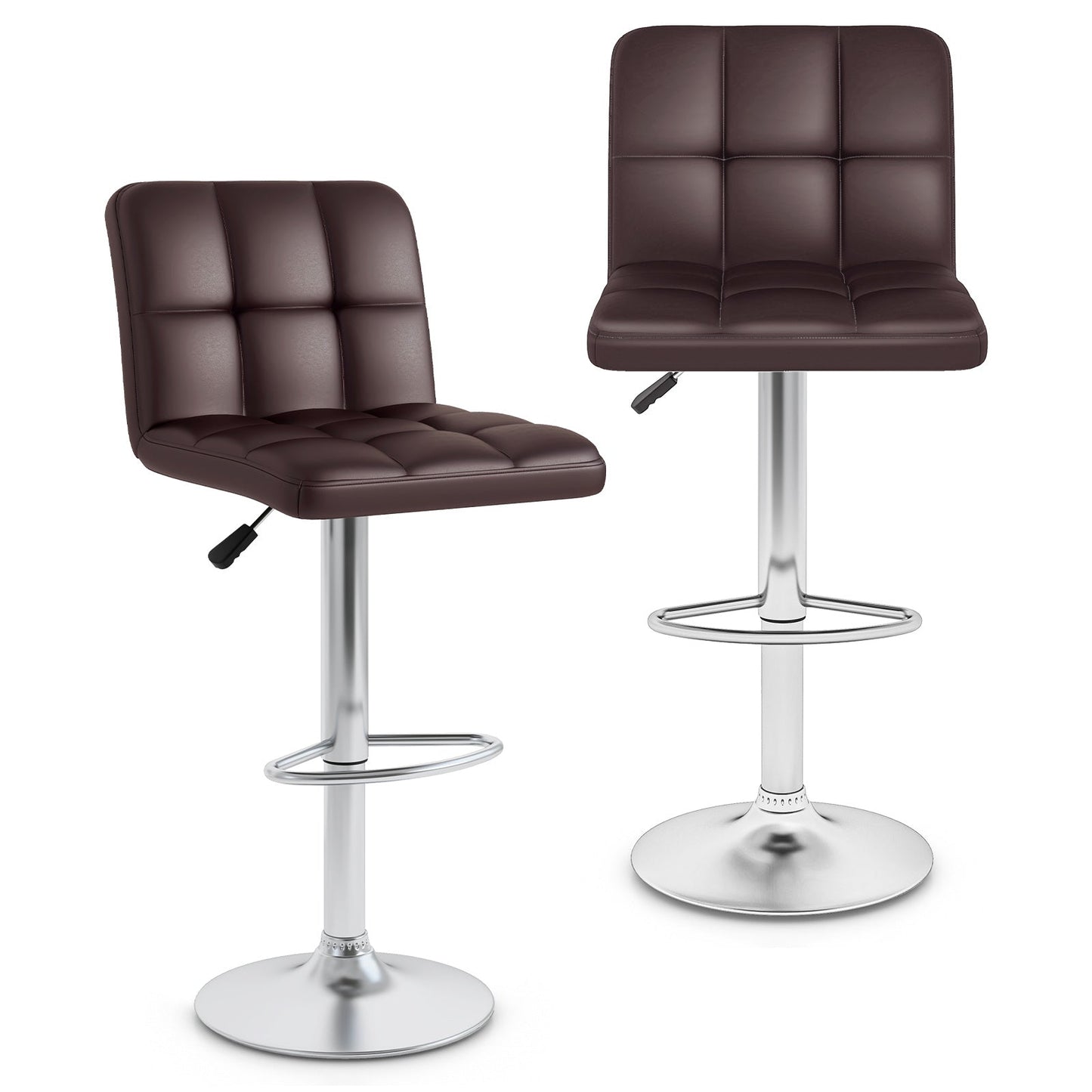 Modern Bat Stools Set of 2 with Back and Heavy-duty Metal Base and Footrest