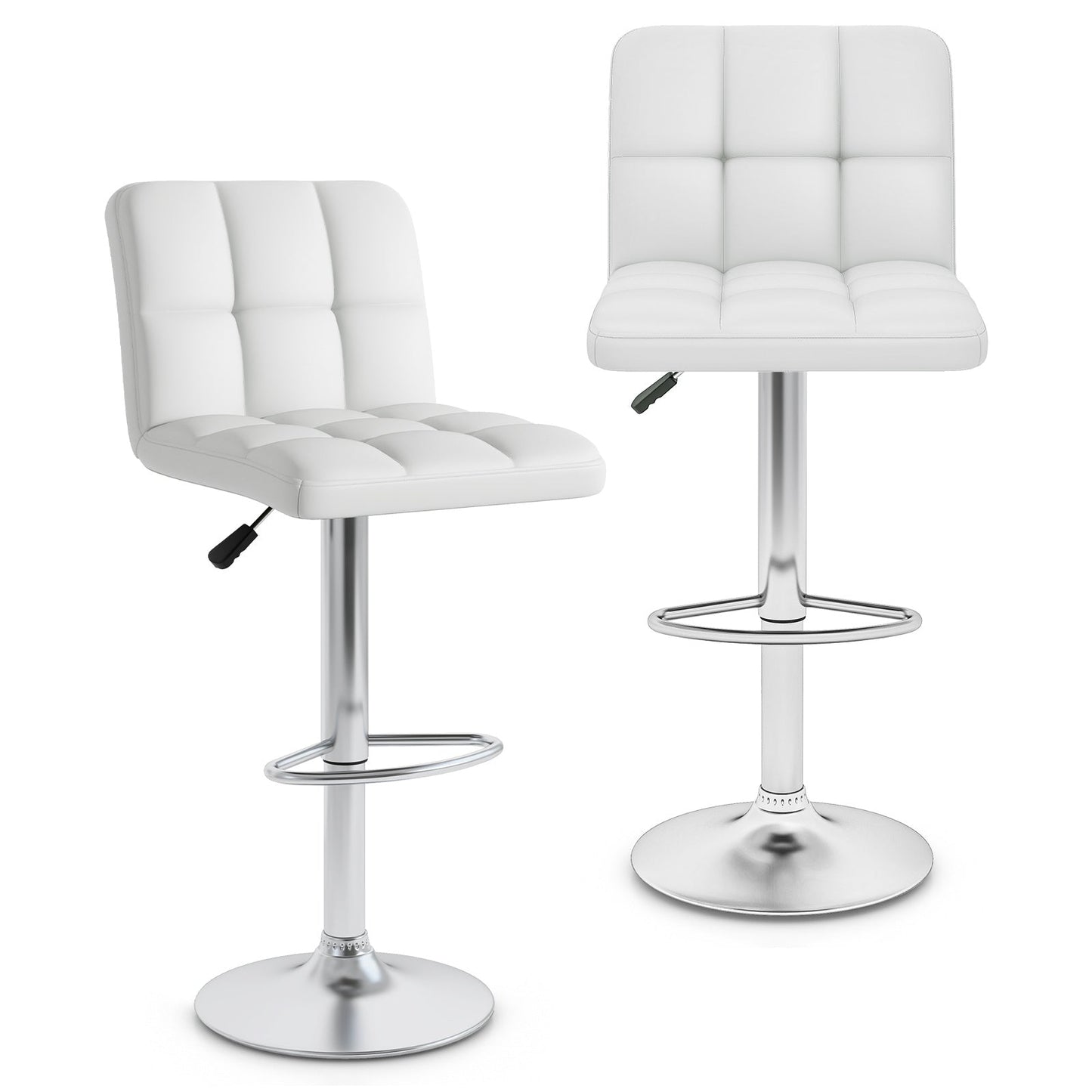 Modern Bat Stools Set of 2 with Back and Heavy-duty Metal Base and Footrest