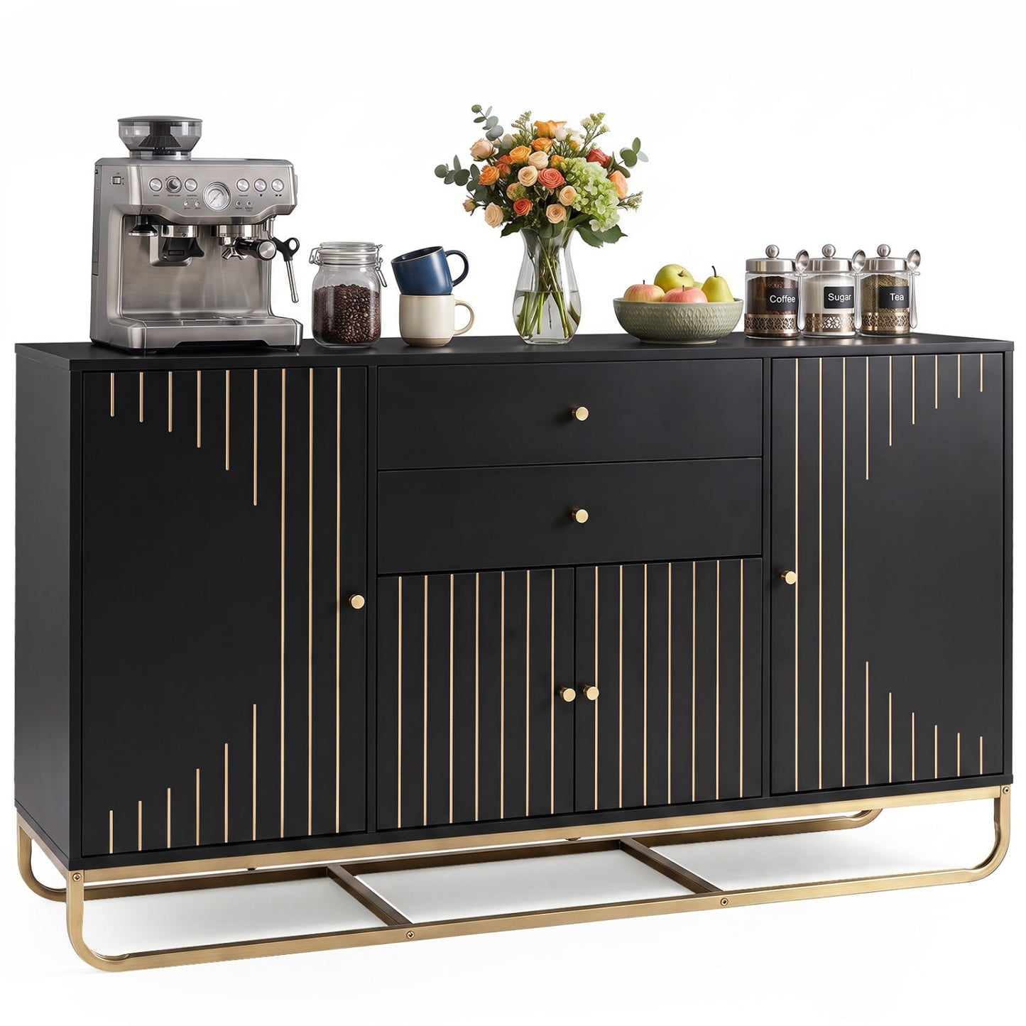 Modern Buffet Sideboard Cabinet with 2 Drawers & Adjustable Shelves