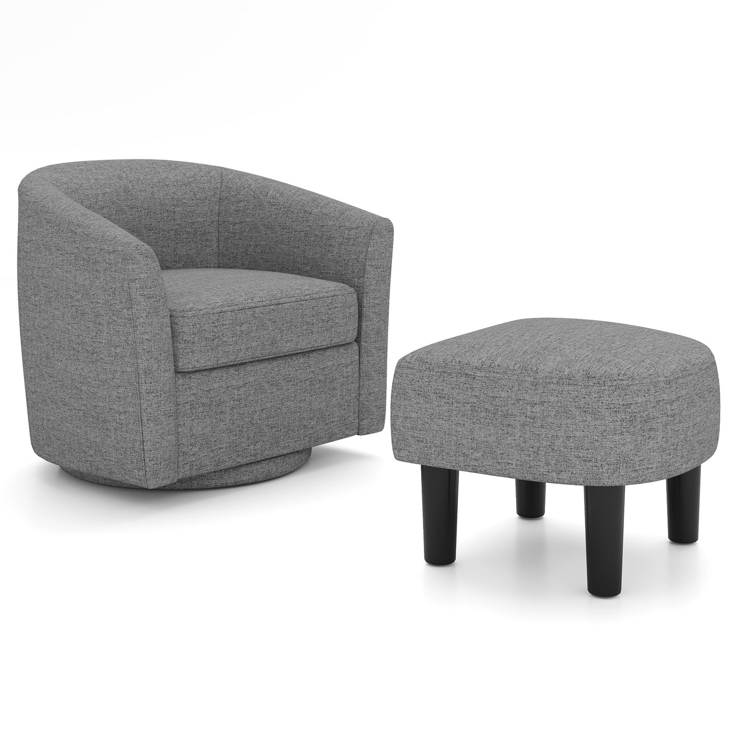 Swivel Accent Chair with Ottoman and Curved Backrest