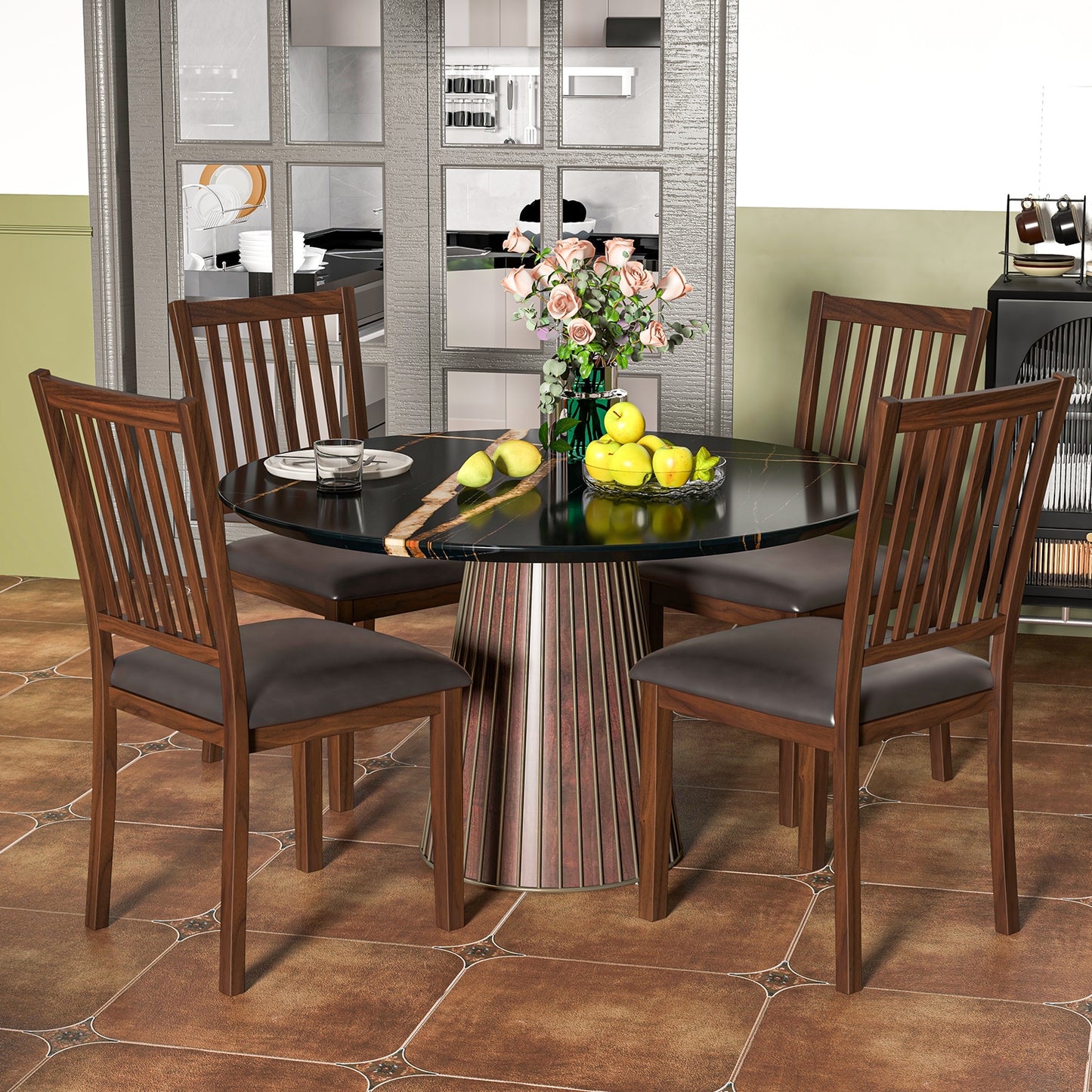 Upholstered Dining Chairs Set of 2 with High Backrest